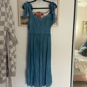 Denim blue dress with tie straps